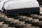 Black Faux Leather Unique Design Headboard 1pc Queen Size Bed Bedroom Furniture Nailhead Upholstered Modern Bedframe - as Pic