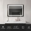 32*24 LED Lighted Bathroom Wall Mounted Mirror with High Lumen+Anti-Fog Separately Control+Dimmer Function - as Pic