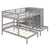 Full-Over-Twin-Twin Bunk Bed with Shelves, Wardrobe and Mirror, Gray - as Pic