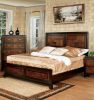 Transitional Queen Size Bed Acacia / Walnut Solidwood 1pcs Bed Bedroom Furniture Parquet Design Headboard And Footboard Bedframe - as Pic