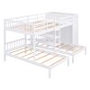 Full-Over-Twin-Twin Bunk Bed with Shelves, Wardrobe and Mirror, White - as Pic