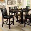 Transitional Dining Room Counter Height Chairs Set of 2pc High Chairs only Brown Cherry Unique Curved Back Espresso Leatherette Padded Seat - as Pic