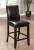 Transitional Dining Room Counter Height Chairs Set of 2pc High Chairs only Brown Cherry Unique Curved Back Espresso Leatherette Padded Seat - as Pic