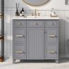 36" Bathroom Vanity Cabinet with Sink Top Combo Set, Grey, Single Sink, Shaker Cabinet with Soft Closing Door and Drawer - as Pic