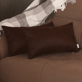 Farmhouse Square and Lumbar Solid Color Throw Pillow Covers Set (Color: Brown, size: 12"x20")