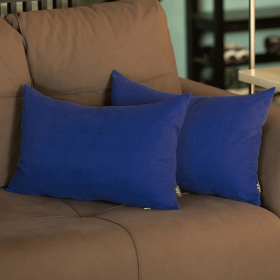 Farmhouse Square and Lumbar Solid Color Throw Pillow Covers Set (Color: Sapphire Blue, size: 12"x20")