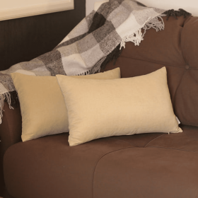 Farmhouse Square and Lumbar Solid Color Throw Pillow Covers Set (Color: Beige, size: 12"x20")