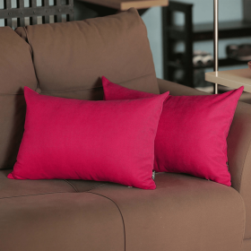 Farmhouse Square and Lumbar Solid Color Throw Pillow Covers Set (Color: Pink, size: 12"x20")