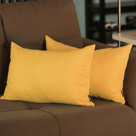 Farmhouse Square and Lumbar Solid Color Throw Pillow Covers Set (Color: Yellow, size: 12"x20")