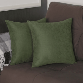 Farmhouse Square and Lumbar Solid Color Throw Pillow Covers Set (Color: Fern Green, size: 16"x16")