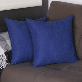 Farmhouse Square and Lumbar Solid Color Throw Pillow Covers Set (Color: Navy blue, size: 16"x16")