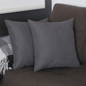 Farmhouse Square and Lumbar Solid Color Throw Pillow Covers Set (Color: Grey, size: 16"x16")