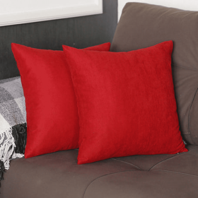 Farmhouse Square and Lumbar Solid Color Throw Pillow Covers Set (Color: Red, size: 16"x16")