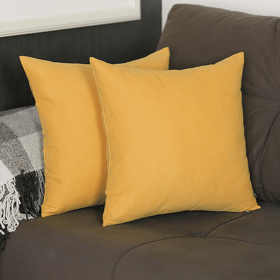 Farmhouse Square and Lumbar Solid Color Throw Pillow Covers Set (Color: Yellow, size: 16"x16")