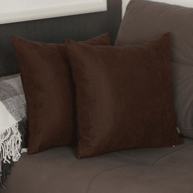 Farmhouse Square and Lumbar Solid Color Throw Pillow Covers Set (Color: Brown, size: 18"x18")