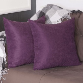 Farmhouse Square and Lumbar Solid Color Throw Pillow Covers Set (Color: Purple, size: 18"x18")