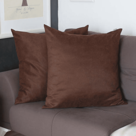 Farmhouse Square and Lumbar Solid Color Throw Pillow Covers Set (Color: Brown, size: 22"x22")