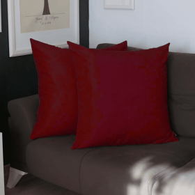 Farmhouse Square and Lumbar Solid Color Throw Pillow Covers Set (Color: Claret Red, size: 22"x22")