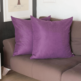 Farmhouse Square and Lumbar Solid Color Throw Pillow Covers Set (Color: Purple, size: 22"x22")