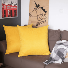 Farmhouse Square and Lumbar Solid Color Throw Pillow Covers Set (Color: Yellow, size: 22"x22")