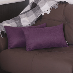 Farmhouse Square and Lumbar Solid Color Throw Pillows Set (Color: Purple, size: 12"x20")