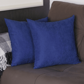 Farmhouse Square and Lumbar Solid Color Throw Pillows Set (Color: Navy blue, size: 18"x18")