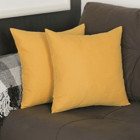 Farmhouse Square and Lumbar Solid Color Throw Pillows Set (Color: Yellow, size: 18"x18")