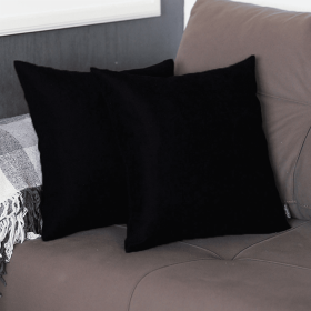 Farmhouse Square and Lumbar Solid Color Throw Pillows Set (Color: Black, size: 20"x20")