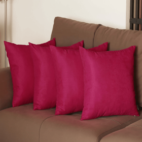 Farmhouse Square and Lumbar Solid Color Throw Pillows Set of 4 (Color: Pink, size: 20"x20")