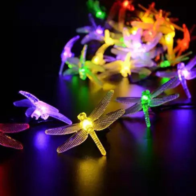 Solar Powered DragonFly LED Light String (Color: Multi Colors)