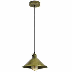 Vintage Cone Shade Easy Fit Pendant Light (Color: Brushed Brass)