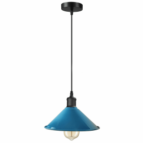 Vintage Cone Shade Easy Fit Pendant Light (Color: Blue)