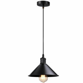 Vintage Cone Shade Easy Fit Pendant Light (Color: Black)