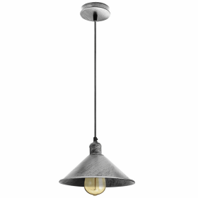 Vintage Cone Shade Easy Fit Pendant Light (Color: Brushed Silver)