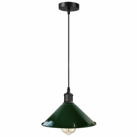 Vintage Cone Shade Easy Fit Pendant Light (Color: Green)