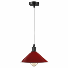 Vintage Cone Shade Easy Fit Pendant Light (Color: Red)