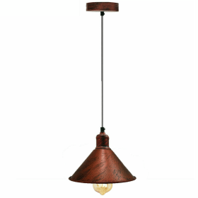 Vintage Cone Shade Easy Fit Pendant Light (Color: Rustic Red)