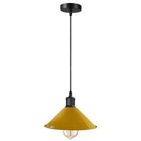 Vintage Cone Shade Easy Fit Pendant Light (Color: Yellow)