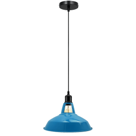 Retro Modern Vintage Metal Ceiling Pendant Industrial Light Shade Chandelier (Color: Blue)