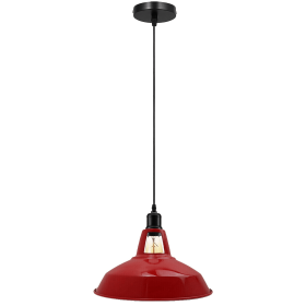 Retro Modern Vintage Metal Ceiling Pendant Industrial Light Shade Chandelier (Color: Red)