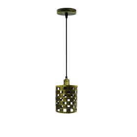 Modern Pendant Light Drum Barrel Cage Differnt pattern customize your Light Pendent (Color: Brushed Brass)