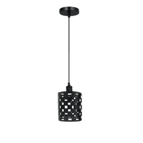 Modern Pendant Light Drum Barrel Cage Differnt pattern customize your Light Pendent (Color: Black)