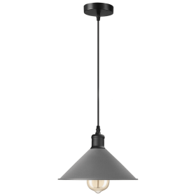 Metal Cone Shape Pendant Light (Color: Grey)