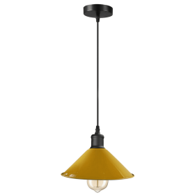 Metal Cone Shape Pendant Light (Color: Yellow)