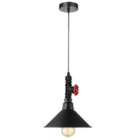 Cone Shade Pipe Ceiling Pedant (Color: Black)