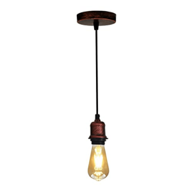 Modern Industrial Retro Style E27 Pendant Lamp Holder Ceiling Rose Pendant Light (Color: Rustic Red)