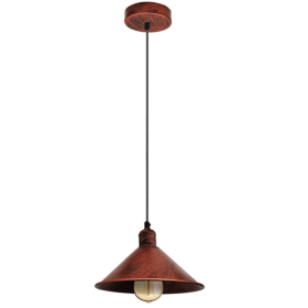 Metal Cone Shape Pendant Light (Color: Rustic Red)