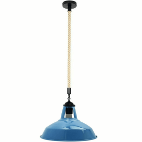 Industrial Hemp Rope Barn Slotted Pendant (Color: Blue)