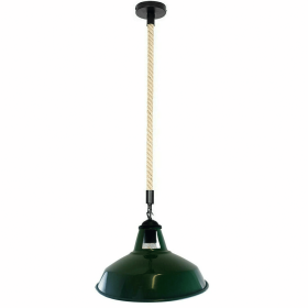 Industrial Hemp Rope Barn Slotted Pendant (Color: Green)