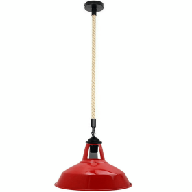 Industrial Hemp Rope Barn Slotted Pendant (Color: Red)